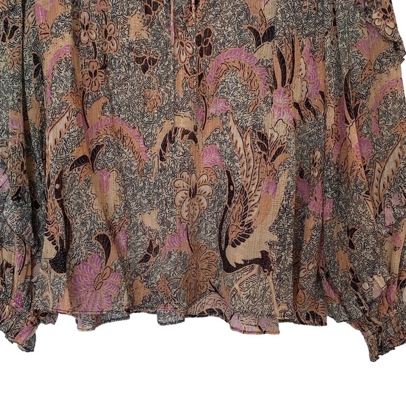 Ulla Johnson Silk-Blend Ruffle Floral Lara Blouse in Ivory, Size 0 - Picture 11 of 14